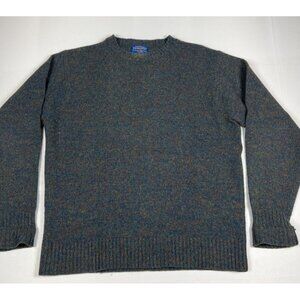 Pendleton Men’s L Washable Wool Crewneck Sweater Blue Heather Mixed Knit